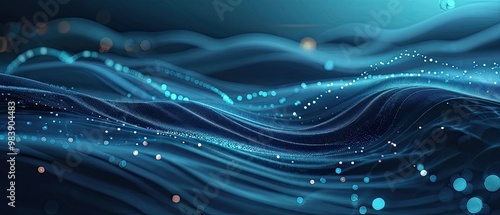 Abstract Blue Waves with Glowing Particles