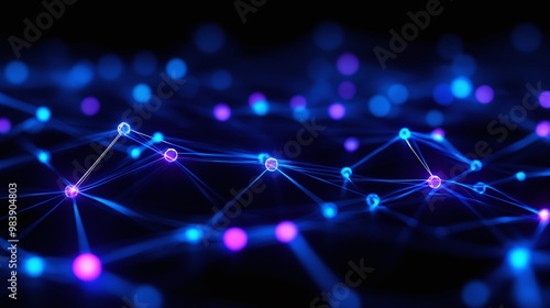 Abstract digital network illustration with vibrant blue and pink connections, representing technology and data communication.