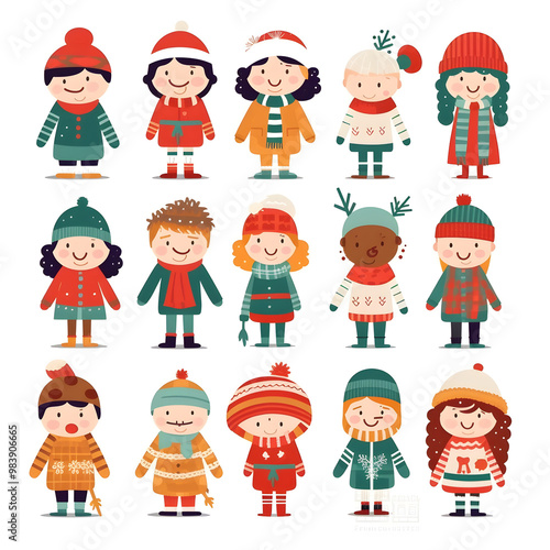 christmas people element object isolated background holiday design illustration generative Ai.