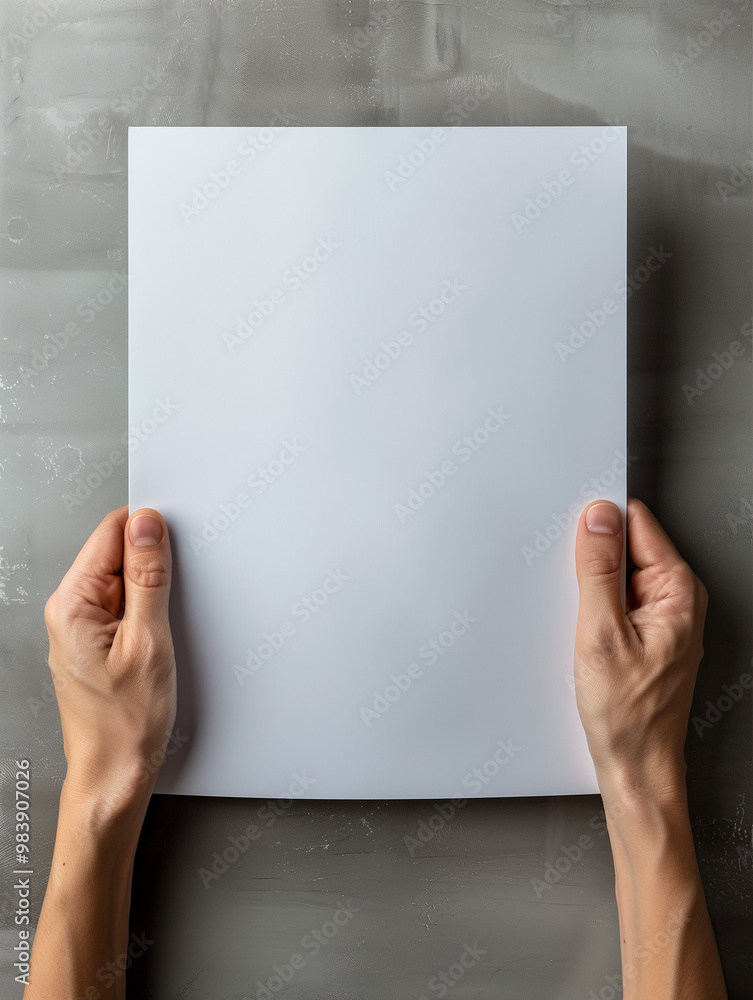 A pair of hands holding a blank white sheet of paper, perfect for mockups and branding. A pair of hands holding a blank white sheet of paper, perfect for mockups and branding.