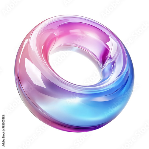 Futuristic Holographic Gradient Abstract Crystal Material Ring Icon Clipart Transparent Background