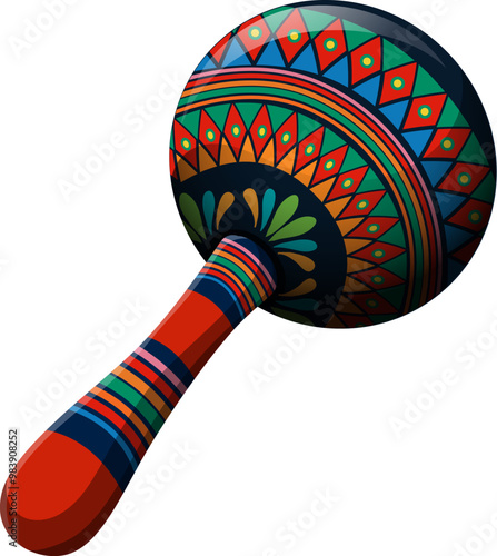 Colorful Mexican Maraca Illustration