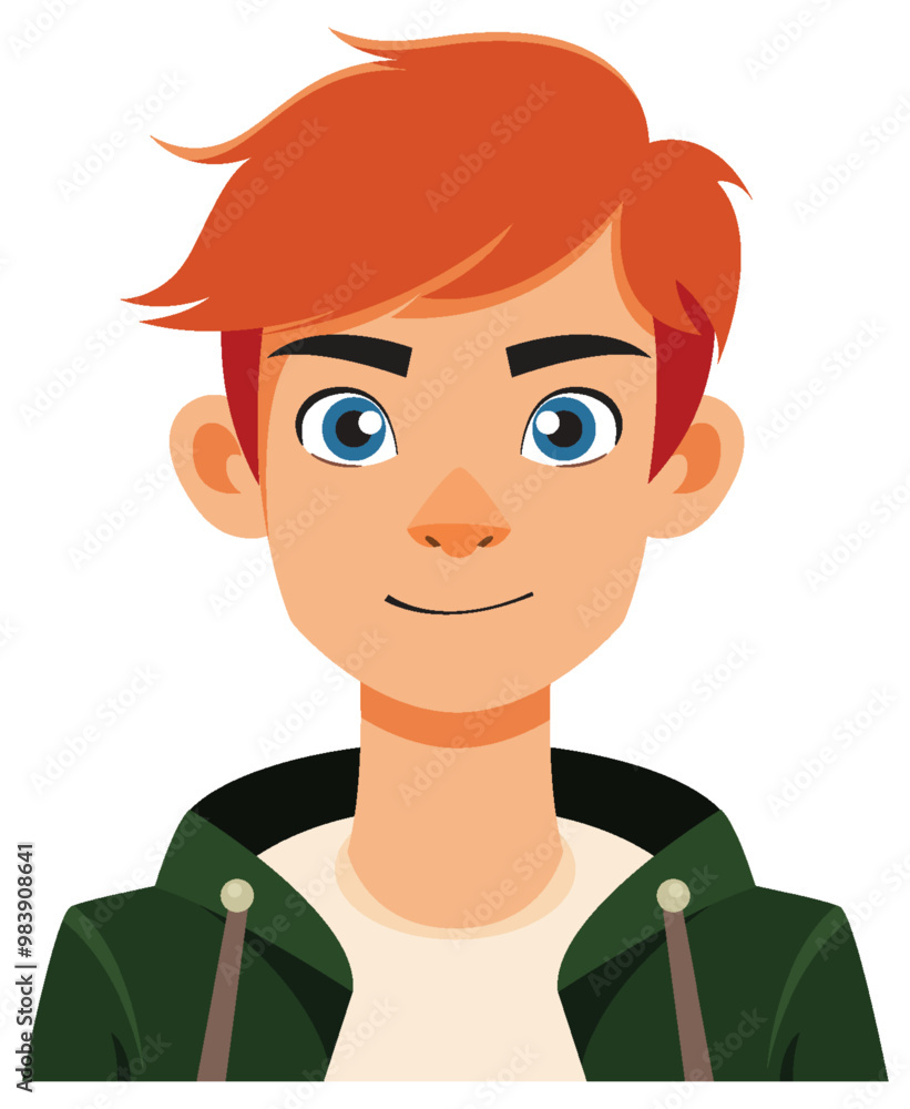 Smiling Red-Haired Cartoon Boy Smiling Red-Haired Cartoon Boy