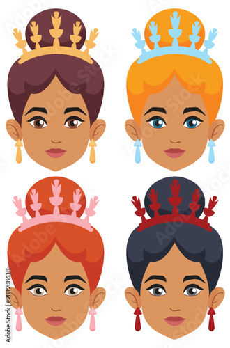 Diverse Queens with Colorful Crowns