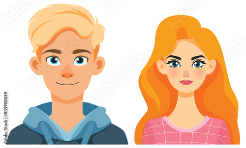 Illustration of Young Man and Woman
