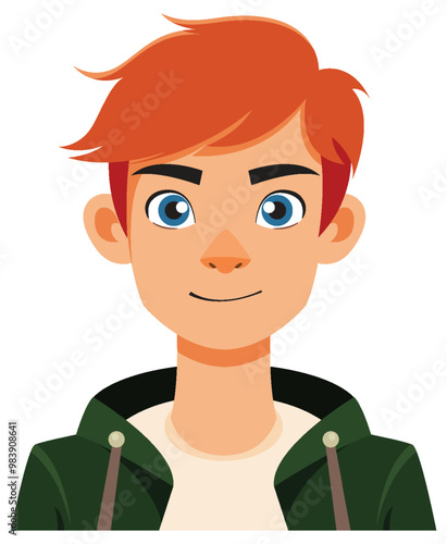 Smiling Red-Haired Cartoon Boy