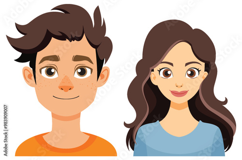 Smiling Man and Woman Illustration