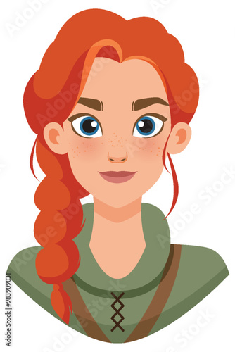 Red-Haired Woman in Green Outfit