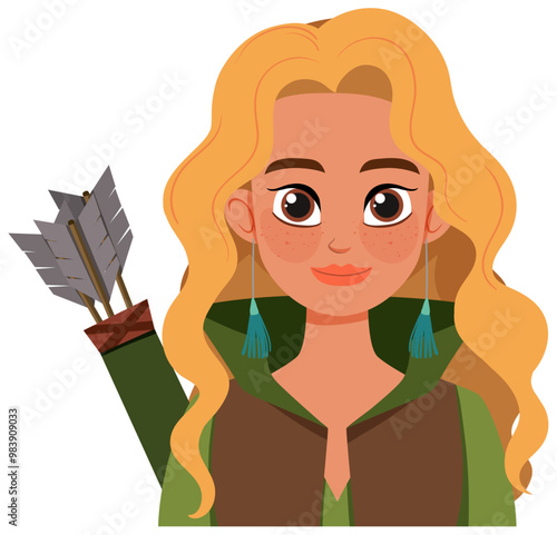 Blonde Elf Archer with Arrows