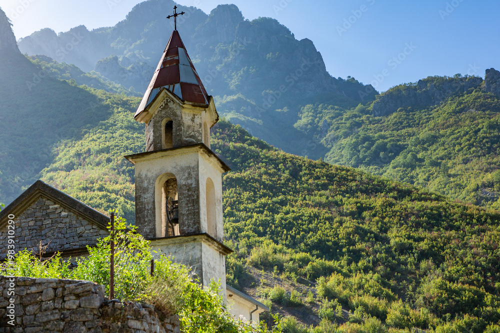 Mountain landscape in Albania. The beautiful summer nature in Europe. Adventure travel in Albania. Mountain landscape in Albania. The beautiful summer nature in Europe. Adventure travel in Albania.