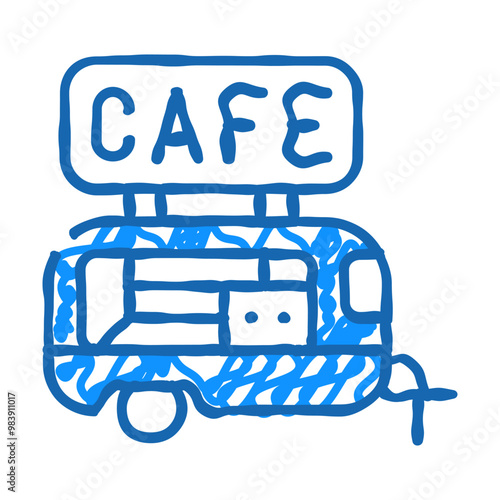 cafe trailer doodle icon sketch vector. cafe trailer sign. isolated symbol illustration