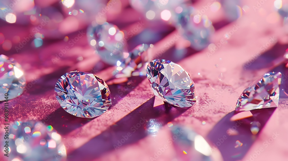 Sense diamonds set in soft warmth on a magenta surface Sense diamonds set in soft warmth on a magenta surface