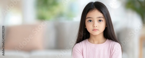 Asian young girl finds it upsetting to witness family arguments.