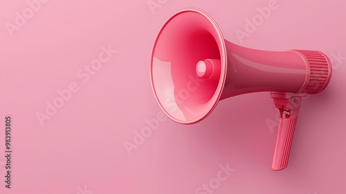 A vibrant pink megaphone stands out against soft pink background, symbolizing communication and creativity in marketing campaigns. 