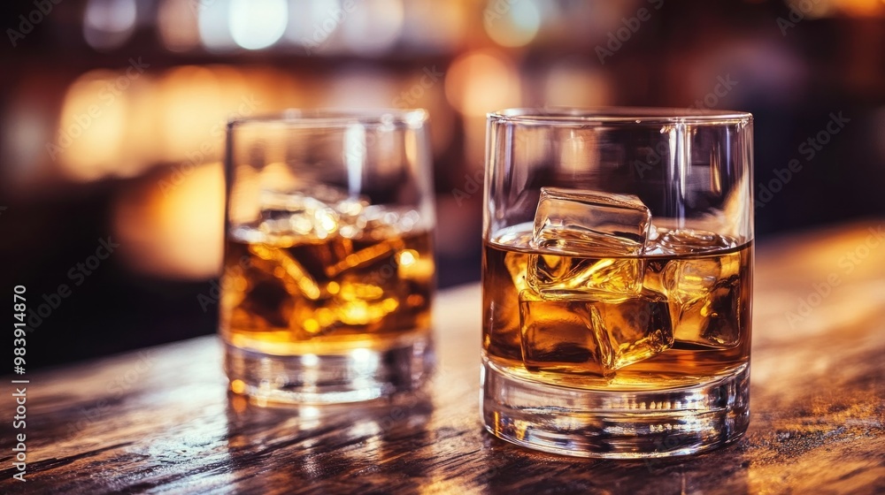 Whiskey on the Rocks at a Bar Whiskey on the Rocks at a Bar