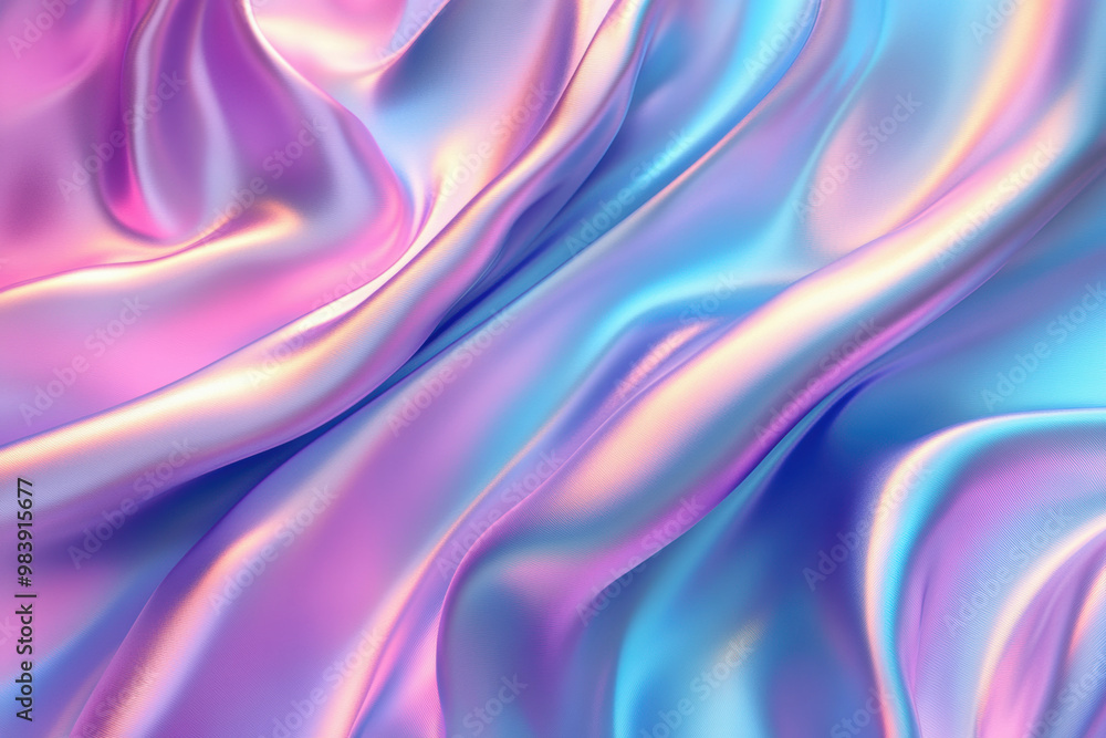 Smooth pink and blue satin fabric flowing and forming abstract shapes Smooth pink and blue satin fabric flowing and forming abstract shapes