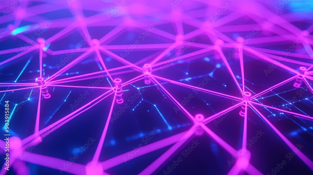 Vibrant abstract digital network with glowing nodes and connections in pink and blue tones, perfect for technology themes. Vibrant abstract digital network with glowing nodes and connections in pink and blue tones, perfect for technology themes.