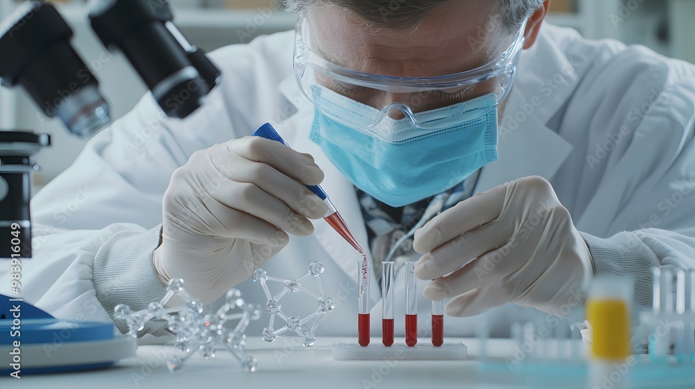 Scientist Conducting Experiment in Laboratory Setting Scientist Conducting Experiment in Laboratory Setting