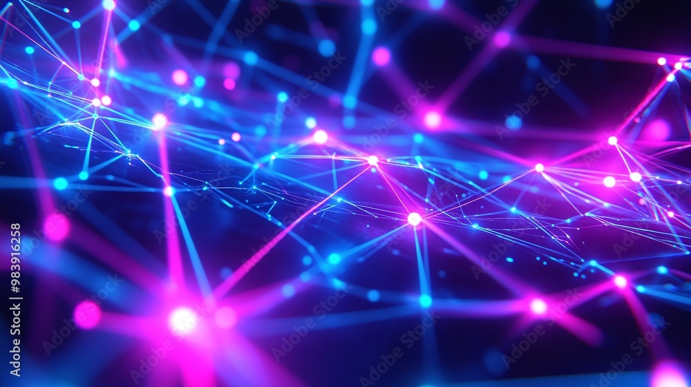 Vibrant abstract image featuring glowing nodes and lines, representing a digital network in blue and pink hues. Vibrant abstract image featuring glowing nodes and lines, representing a digital network in blue and pink hues.