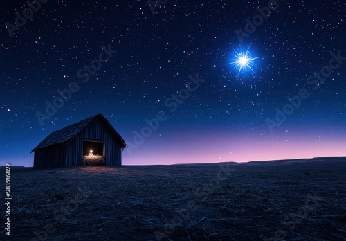 Starry Night Over Serene Rustic Cabin