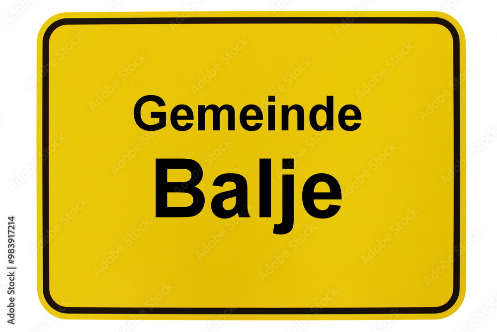 Illustration eines Ortsschildes der Gemeinde Balje in Niedersachsen Illustration eines Ortsschildes der Gemeinde Balje in Niedersachsen