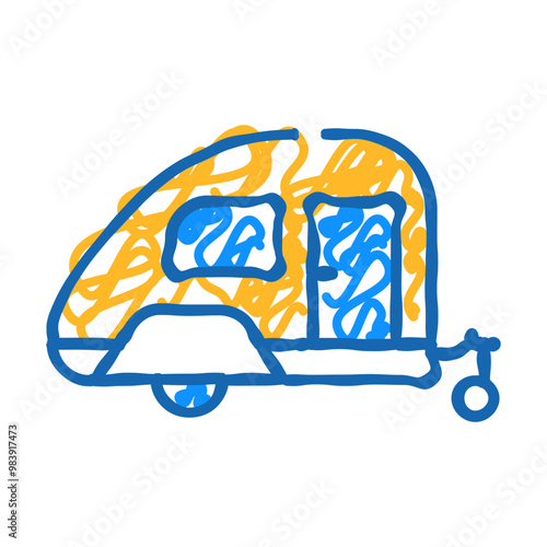 trailer home on wheels doodle icon sketch vector. trailer home on wheels sign. isolated symbol illustration