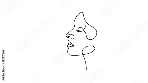 Animated continuous single-line drawings of modern women facxe.