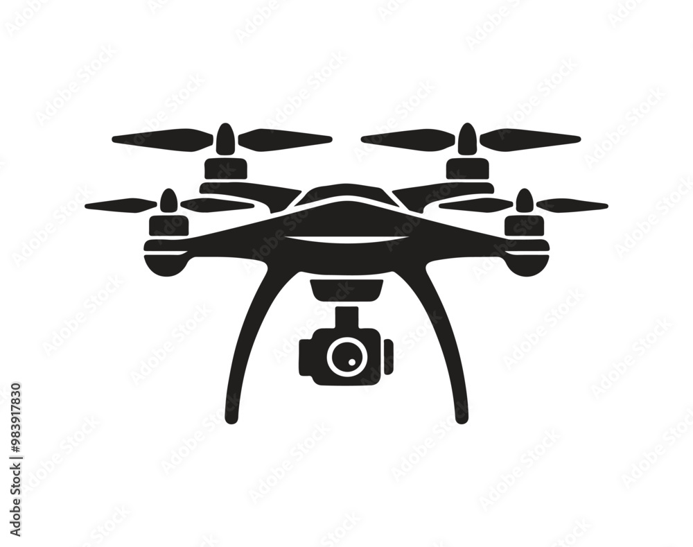 Drone silhouette vector art illustration Drone silhouette vector art illustration