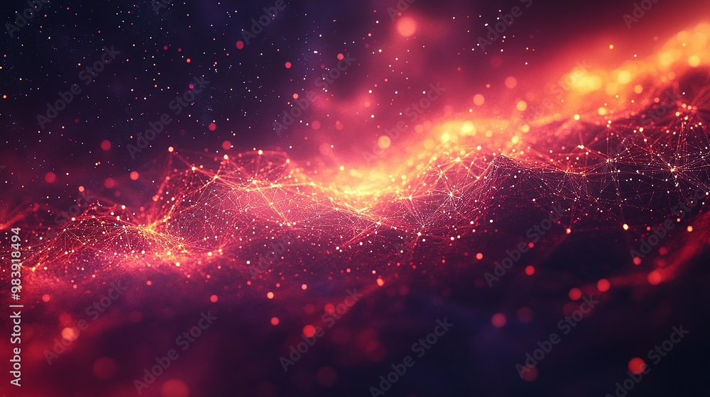 Vibrant cosmic wave with glowing particles and rich colors, ideal for abstract backgrounds, digital art, and technology themes. Vibrant cosmic wave with glowing particles and rich colors, ideal for abstract backgrounds, digital art, and technology themes.