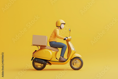 3D cartoon Food delivery moto scooter	
