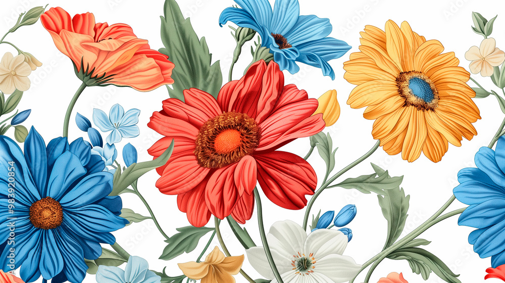 Watercolor clipart with flowers, gerbera and daisy in bright and cheerful colors. Watercolor clipart with flowers, gerbera and daisy in bright and cheerful colors.