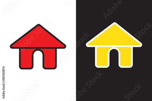 Minimalistic red and yellow house icon