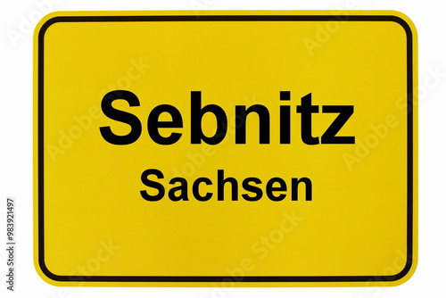 Illustration eines Ortsschildes von Sebnitz in der Sächsischen Schweiz