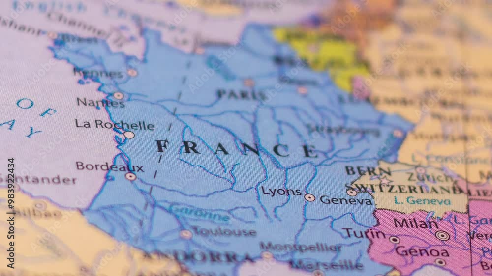 A political map of France, France travel plan, 3d rotating map, holiday planning A political map of France, France travel plan, 3d rotating map, holiday planning
