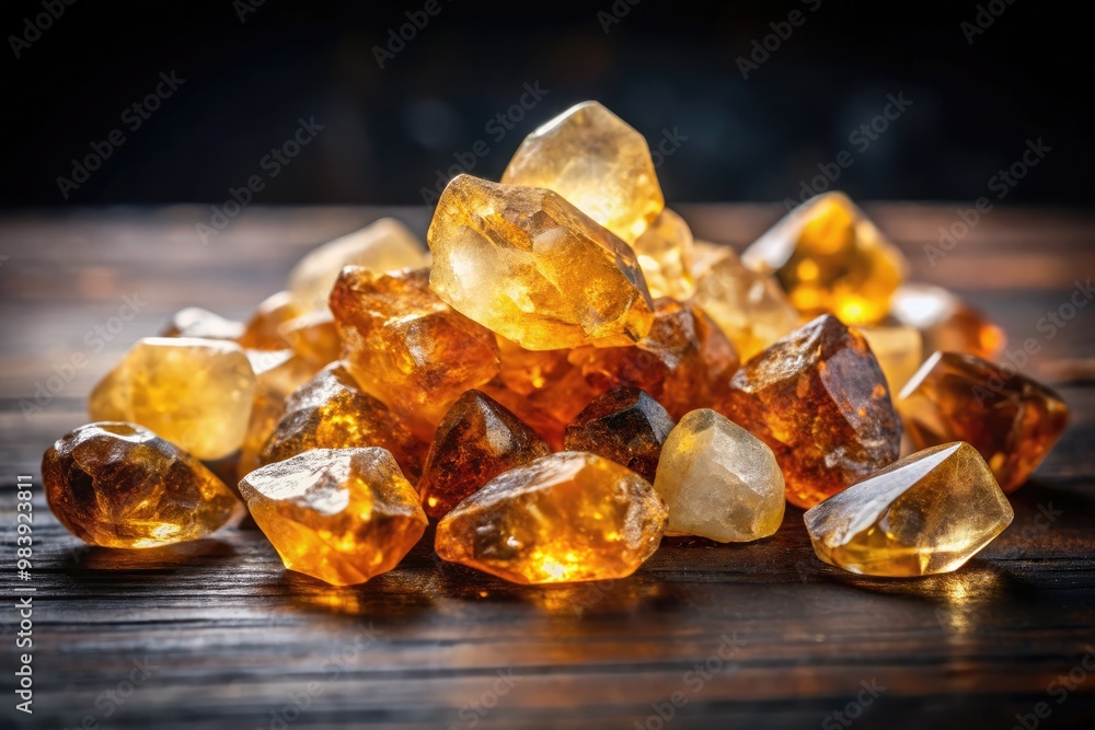 Images of Citrine stones show golden-orange or pale yellow hues, sparkling in natural light. With transparent surfaces and perfect cuts, they are displayed on black velvet or wood, highlighting their Images of Citrine stones show golden-orange or pale yellow hues, sparkling in natural light. With transparent surfaces and perfect cuts, they are displayed on black velvet or wood, highlighting their