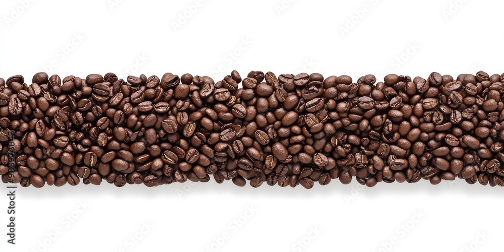 A horizontal strip filled with roasted coffee beans, gradually tapering off at the top A horizontal strip filled with roasted coffee beans, gradually tapering off at the top