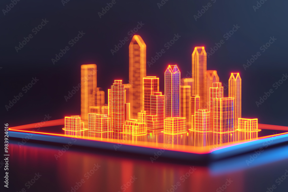 Popping Tablet Roadmap on a digital tablet with 3D models of key stages popping out of ...