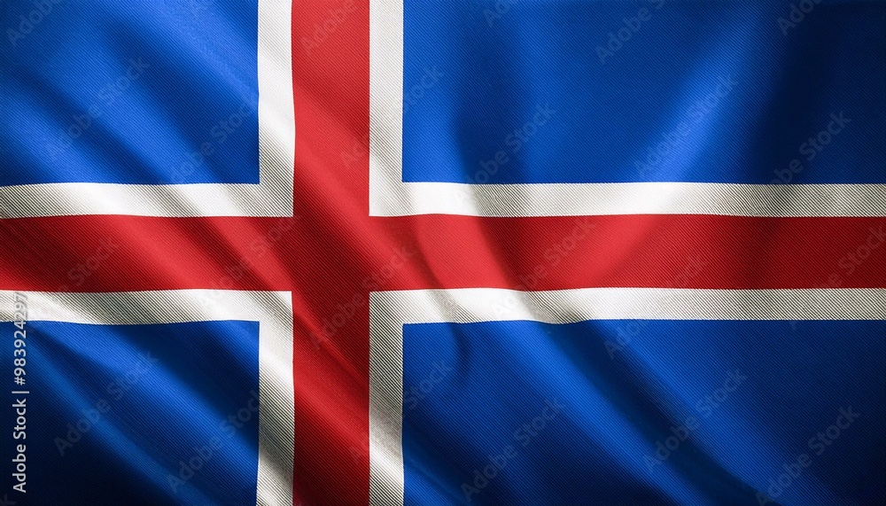 Fototapeta premium アイスランドの国旗(waving national flag of Iceland.) 