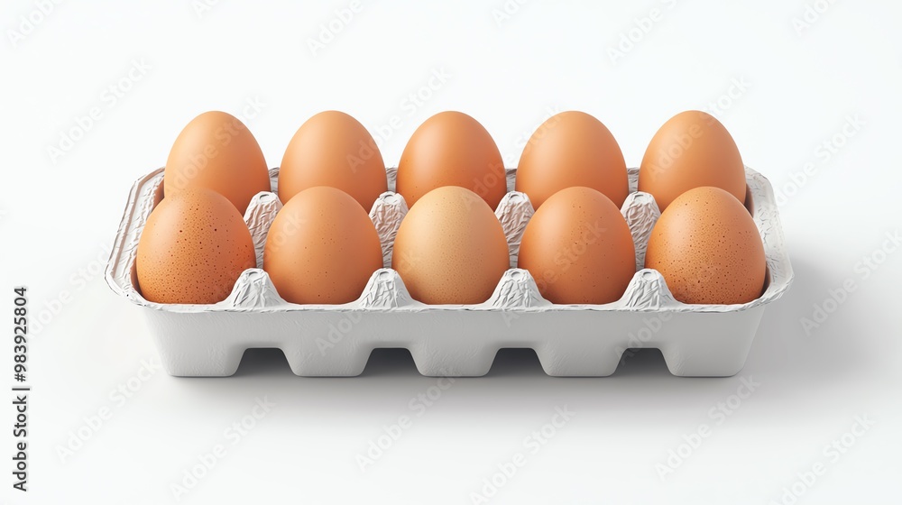 Organic eggs, in a carton with straw, 3D illustration Organic eggs, in a carton with straw, 3D illustration