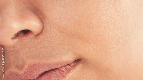 Close-up view young woman skin