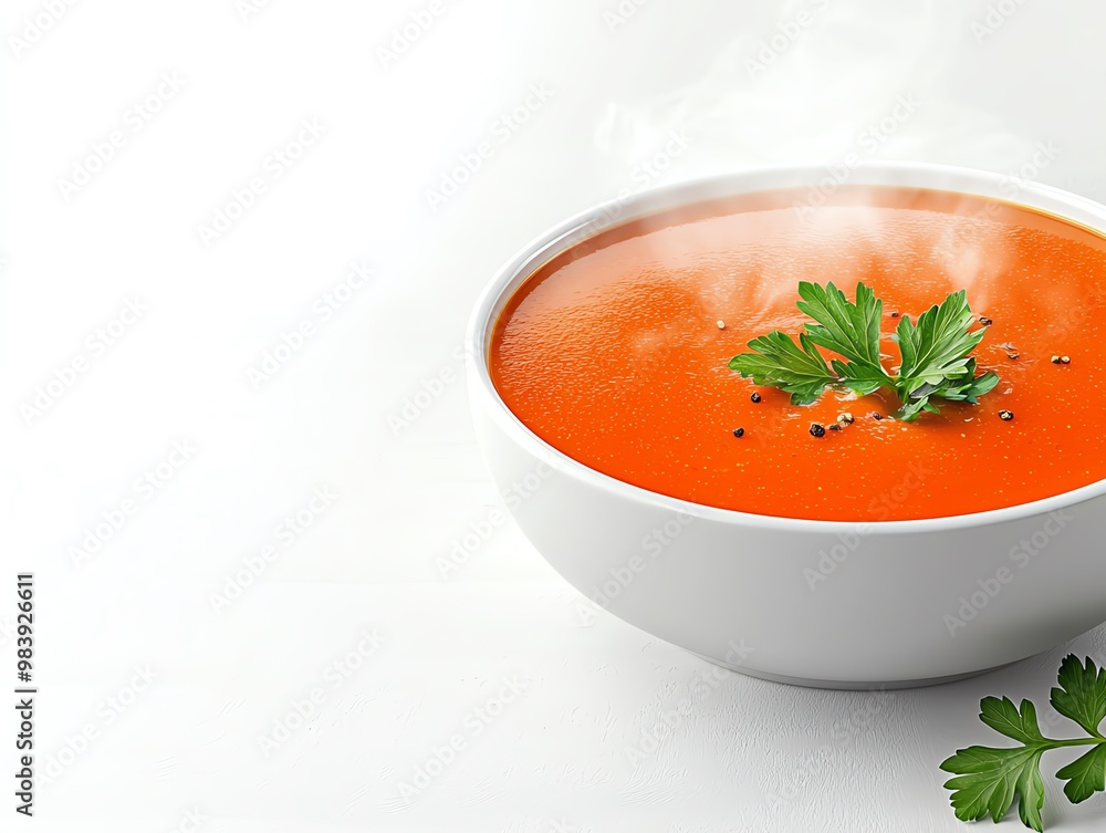 Organic vegetable soup, steaming hot in a bowl, 3D illustration Organic vegetable soup, steaming hot in a bowl, 3D illustration