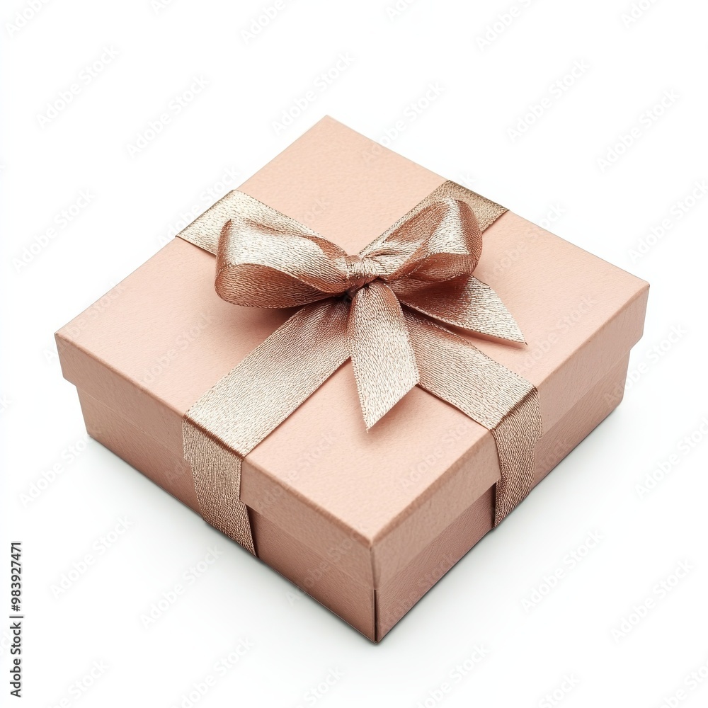 A jewelry store gift box, tied with a ribbon, isolated on a white background A jewelry store gift box, tied with a ribbon, isolated on a white background