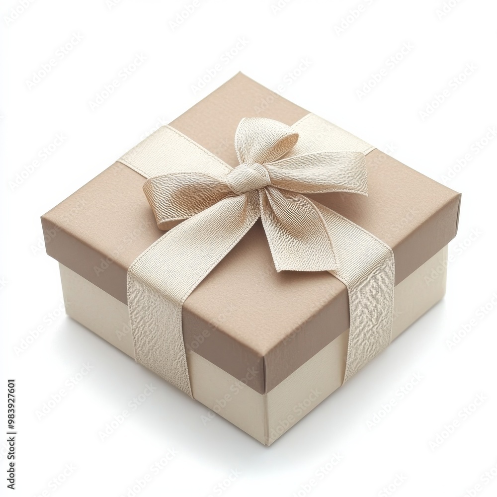 A jewelry store gift box, tied with a ribbon, isolated on a white background A jewelry store gift box, tied with a ribbon, isolated on a white background