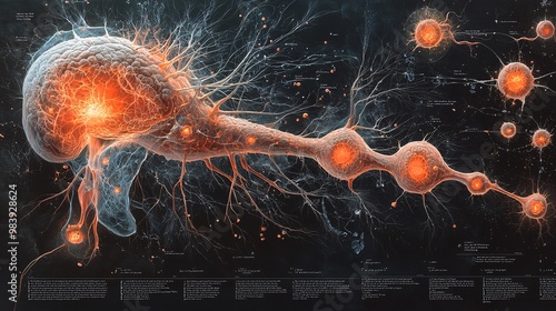 A detailed breakdown of the different stages of MS lesions, showing early formation and severe damage over time photo