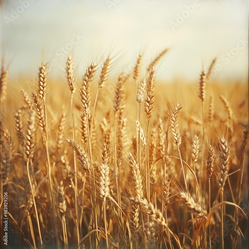 A golden field of wheat swaying in the breeze, symbolizing the bounty of a Thanksgiving harvest, [Thanksgiving], [autumn scene]