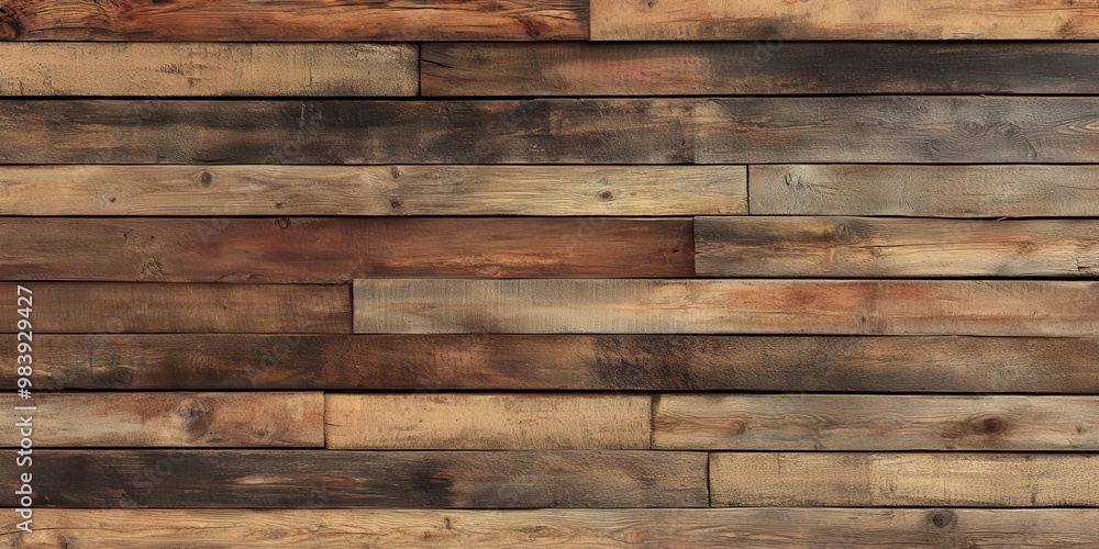 A seamless pattern of rustic wooden planks forming a horizontal wall. A seamless pattern of rustic wooden planks forming a horizontal wall.