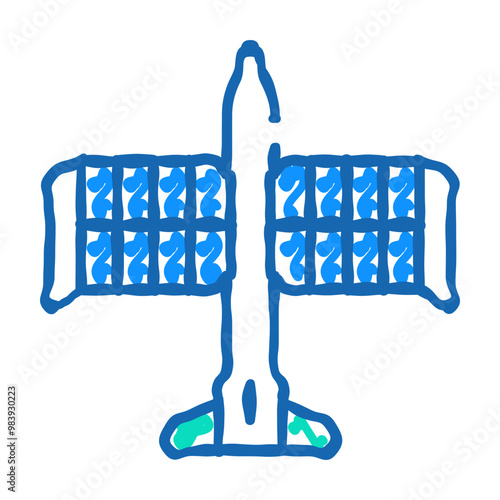 solar powered aircraft doodle icon sketch vector. solar powered aircraft sign. isolated symbol illustration