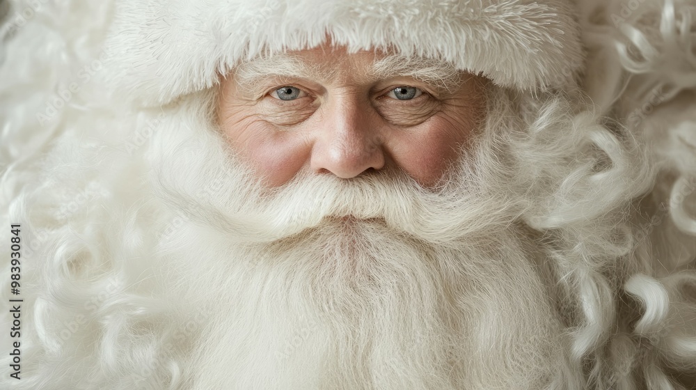 Santa Claus smiles warmly with a white beard and hat. Santa Claus smiles warmly with a white beard and hat.