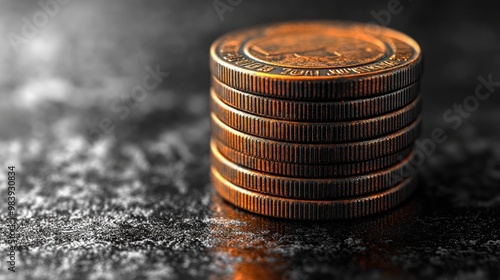 A stack of coins on a textured surface, highlighting currency value.