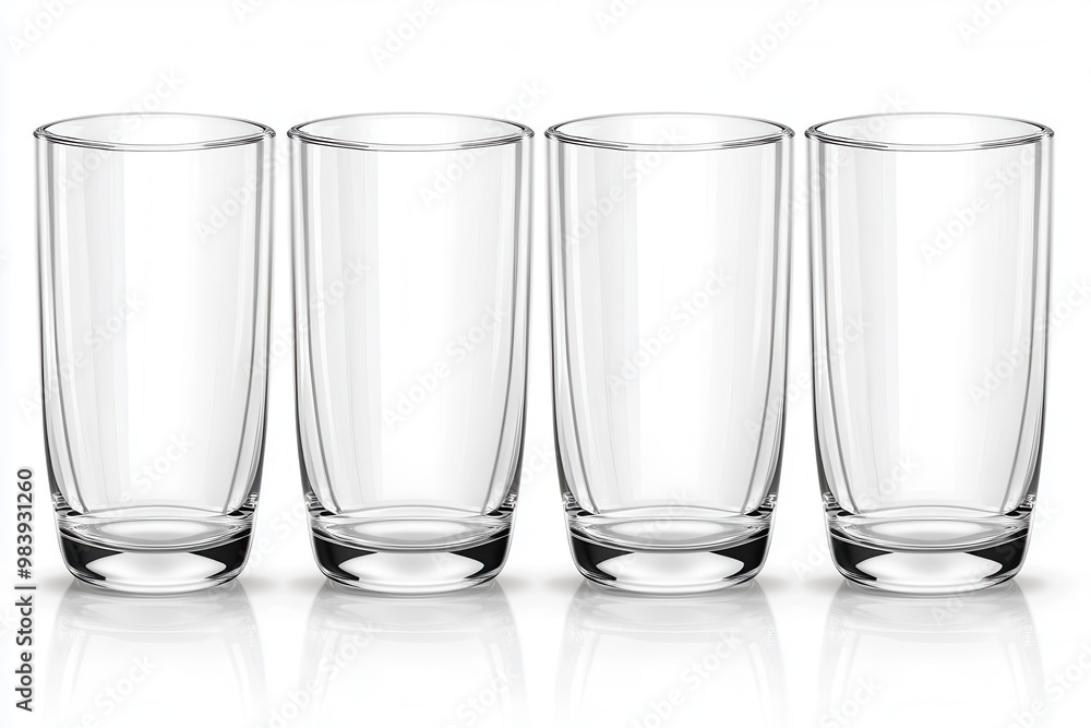 A set of 6 Blank empty glass isolated on white background A set of 6 Blank empty glass isolated on white background